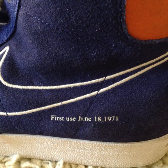 VTG '77 Nike Blazer Mid 77 Size 13; Blue Suede, Lace Charms, Mesh uppers, COOL - Picture 3 of 11